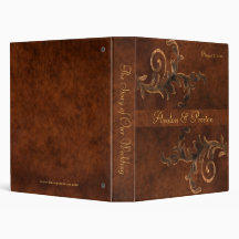Faux Leather Bronze Scroll Story of Our Wedding Vinyl Binders