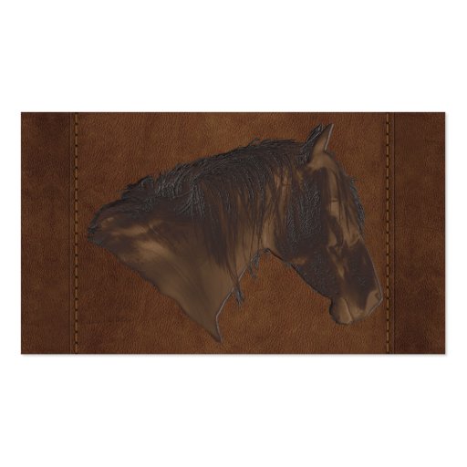Faux Leather Horse Portrait on Leather-look Card Business Cards (back side)