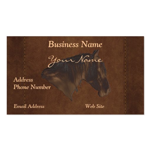 Faux Leather Horse Portrait on Leather-look Card Business Cards (front side)