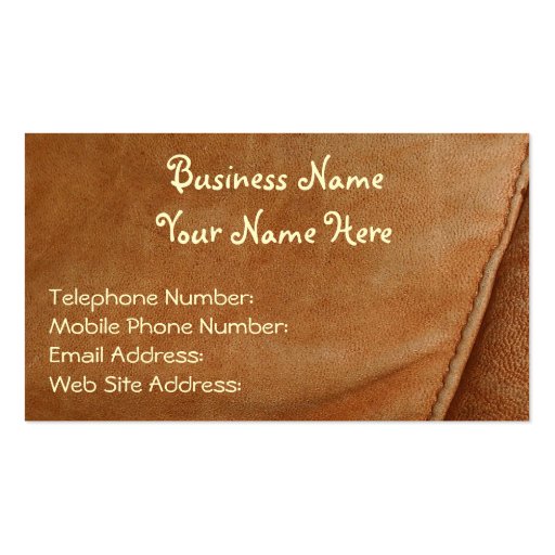 Faux Leather Rustic style Business Cards (front side)