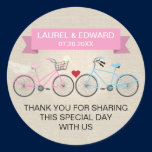 Faux Linen Pink Bicycle Wedding stickers