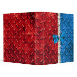 Faux Metal Red White & Blue Rhinestone Notebook Vinyl Binder