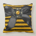 Faux Mettallic Glitter Black & Gold Mojo Pillow