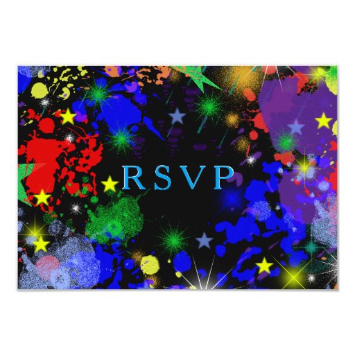 Faux Neon, Paint Splatter, Custom, RSVP Card | Zazzle