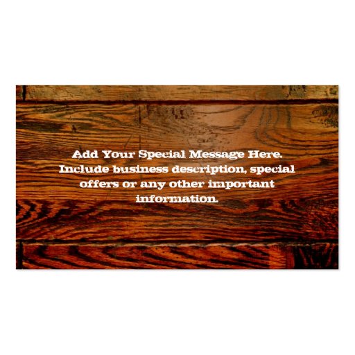 Faux Oiled Wood Plank Personalized Custom Business Card (back side)