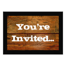 Faux Oiled Wood Plank Personalized Custom Custom Invites