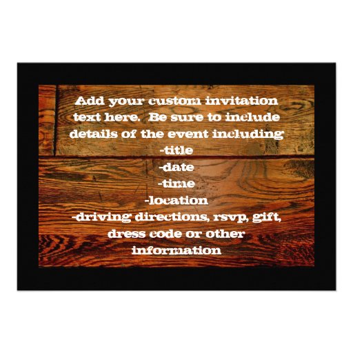 Faux Oiled Wood Plank Personalized Custom Custom Invites