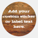 Faux Oiled Wood Plank Personalized Custom Round Sticker