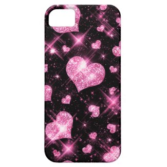 Faux Pink Glitter Hearts Iphone 5 Case