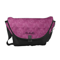 Faux Pink Suede Abstract Messenger Bag