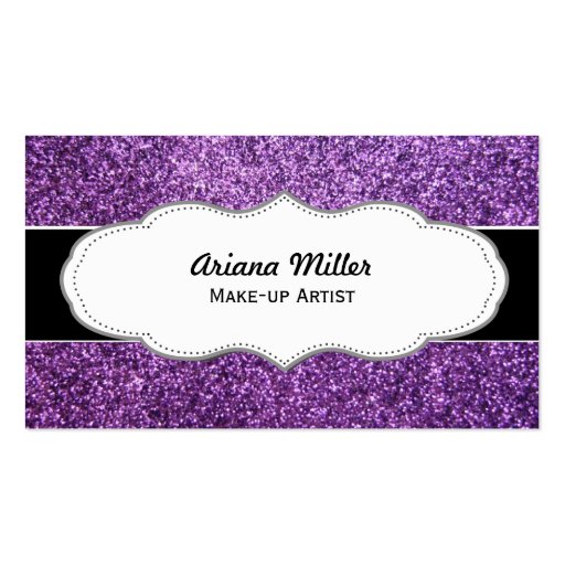Faux Purple Glitter business cards (front side)
