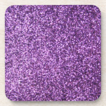 Faux Purple Glitter Drink Coasters
