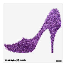 Faux Purple Glitter high heel shoe wall decal