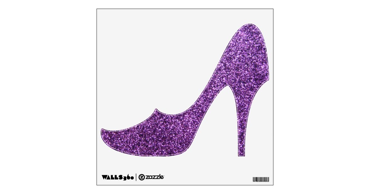 Faux Purple Glitter high heel shoe wall decal Zazzle