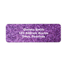 Faux Purple Glitter Labels