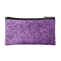 Faux Purple Glitter Makeup Bag