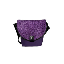 Faux Purple Glitter Messenger Bags