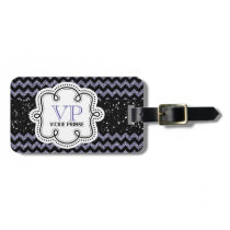 Faux Purple Glitter Personalized  Girly Glam Travel Bag Tags