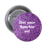 Faux Purple Glitter Pinback Button