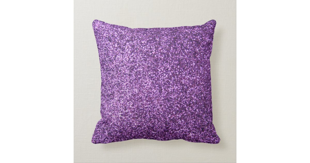 Faux Purple Glitter Throw Pillow Zazzle