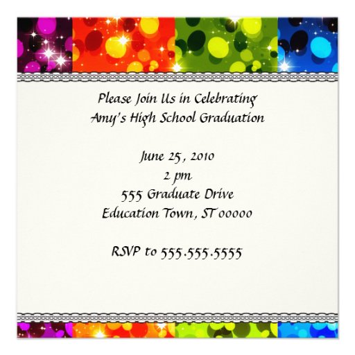 faux rainbow sparkle glitter graduation custom announcement