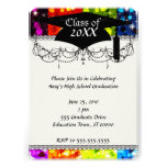 faux rainbow sparkle glitter graduation invites