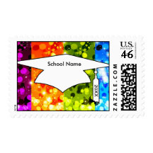 faux rainbow sparkle glitter graduation stamps