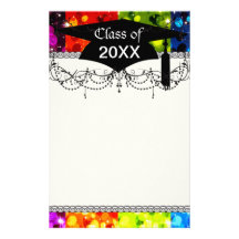 faux rainbow sparkle glitter graduation customized stationery