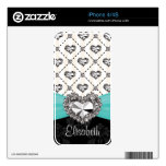 Faux Rhinestone Heart Aqua iPhone 4 / 4s Skin iPhone 4 Decals