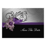 FAUX ribbon purple save the date announcement