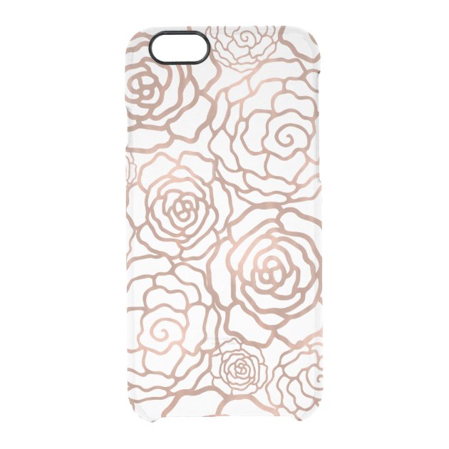 Faux Rose Gold Foil Floral Lattice Clear Uncommon Clearlyâ„¢ Deflector iPhone 6 Case