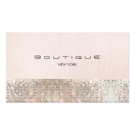 Faux Sequins and Linen Cute Pink Chic Boutique 2 Business Card Templates (front side)