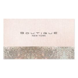 Faux Sequins and Linen Cute Pink Chic Boutique Business Card Template
