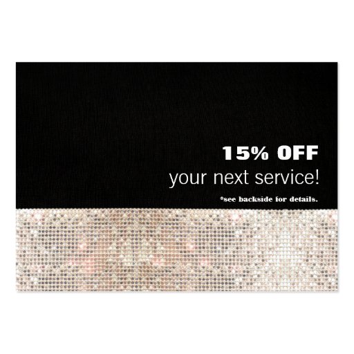Faux Sequins Hair Salon and Spa Discount Coupon 2 Business Card Template (front side)