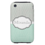 Faux Silver & Aqua Woodgrain iPhone3G casemate cases