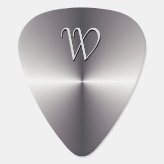 Faux Silver Metallic Guitar Pick Custom Monogram