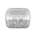 Faux Silver Sequins & Bow Wedding Thank You Favors Candy Tin at Zazzle