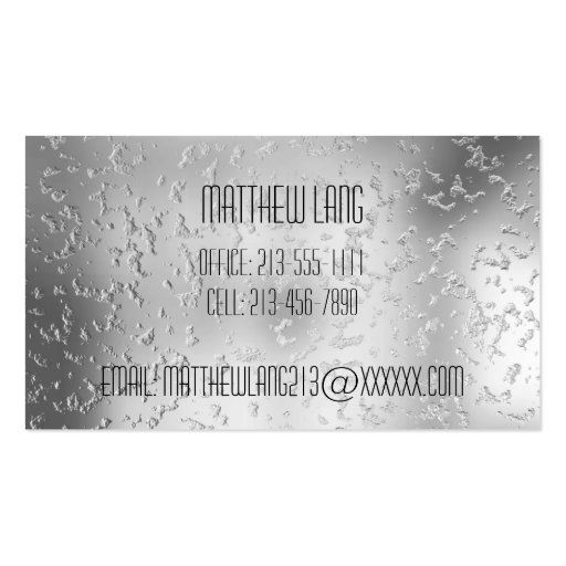 Faux Silver Textured Metal 015 Business Cards (back side)