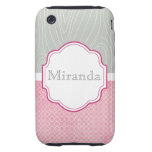 Faux Silver Wood & Pink Honeycomb iPhone3G casemate cases