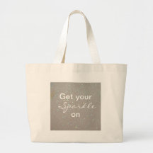 Faux Sparkles & Glitter - Pastel Cream White Canvas Bag