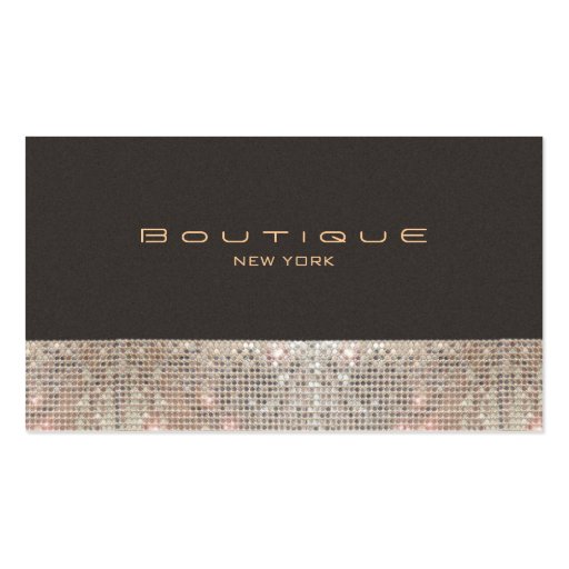 FAUX Sparkling Sequins and Suede Fashion Boutique Business Card Template (front side)