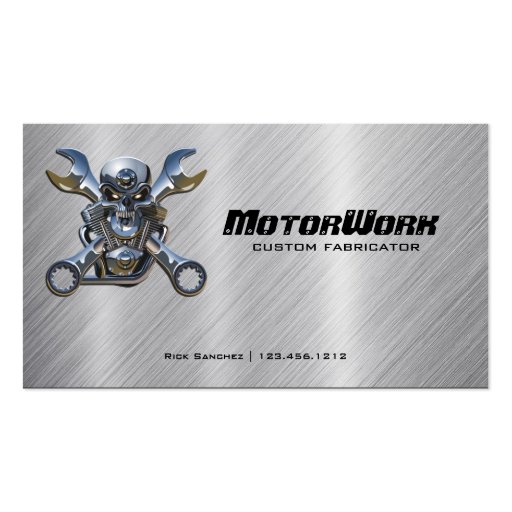 Faux Stainless Steel Motorcycle Business Card (front side)
