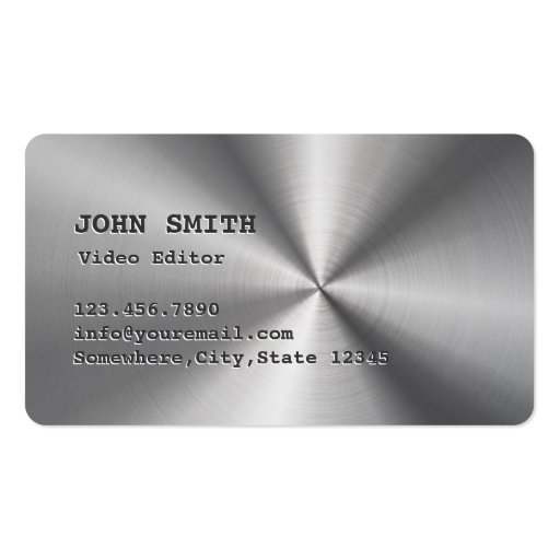 Faux Stainless Steel Video Editor Business Card