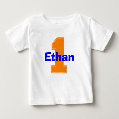 Faux Stitch Orange First Birthday Shirt