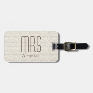 Faux Textured Burlap Mrs Custom Luggage Tag
