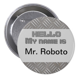 Faux Textured Metal Nametag Pin Hello My Name is