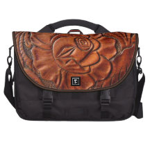 Faux Tooled-Leather Commuter Laptop Bag