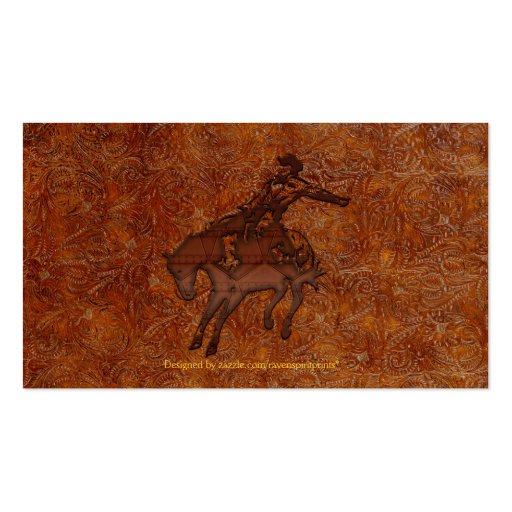 Faux Tooled Leather Western style 2 Business Cards (back side)