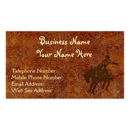 Faux Tooled Leather Western style 2 Business Cards (front side)