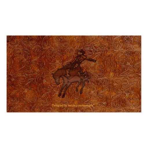 Faux Tooled Leather Western style 3 Business Cards (back side)